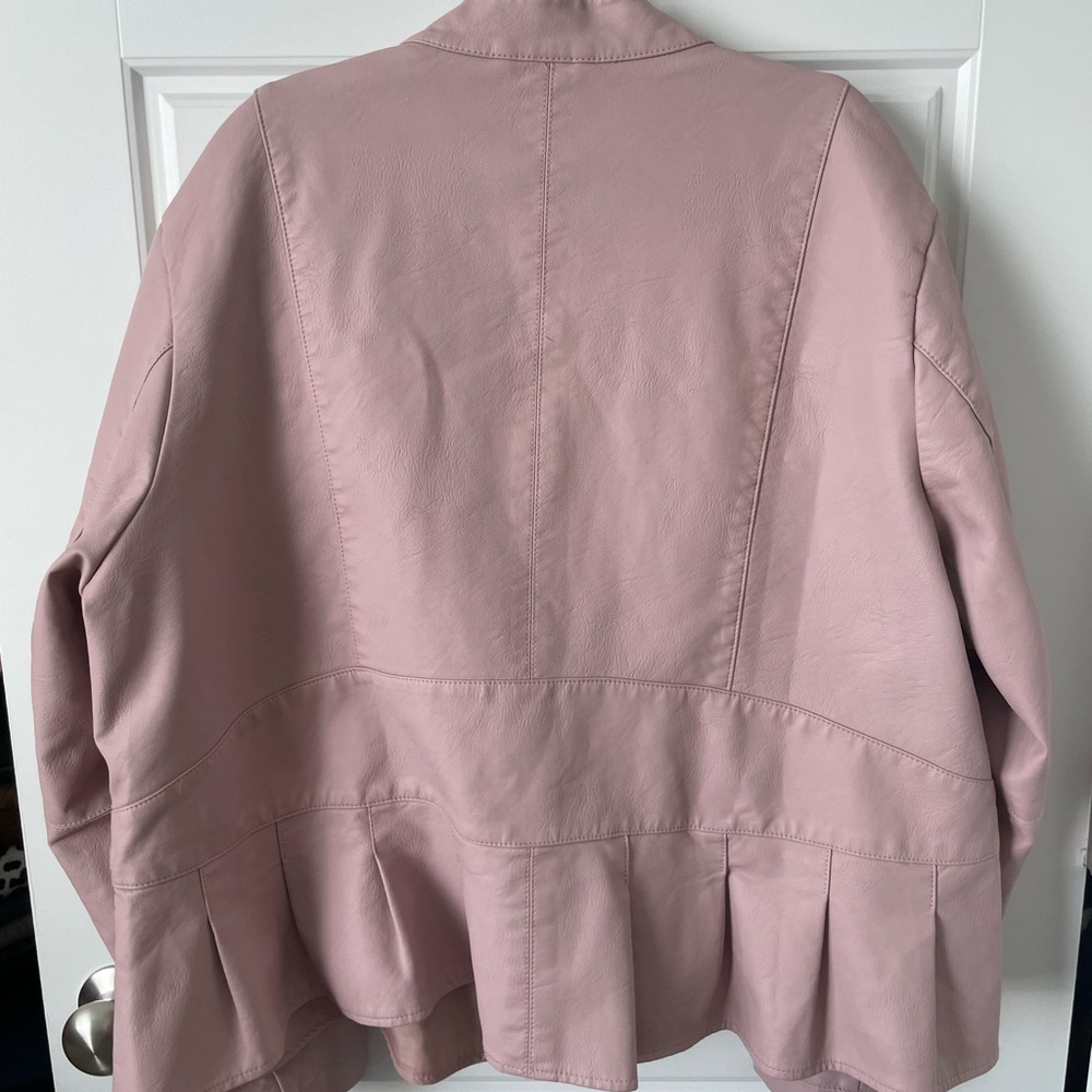 Baccini Blush Pink Vegan Leather Peplum Jacket 3x - Picture 2 of 13